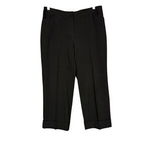 Chicos Pants .5 Womens 6 Black Cropped Cuffed Trousers Career Minimalist